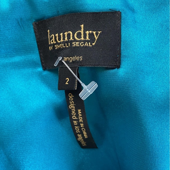 Laundry By Shelly Segal 90s Y2K Satin Strapless Maxi Dress Sz 2 Silky Green Blue - Picture 11 of 11